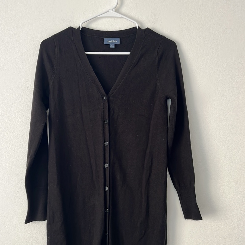 ModCloth Women’s button down black sweater dress size small cotton longsleeve